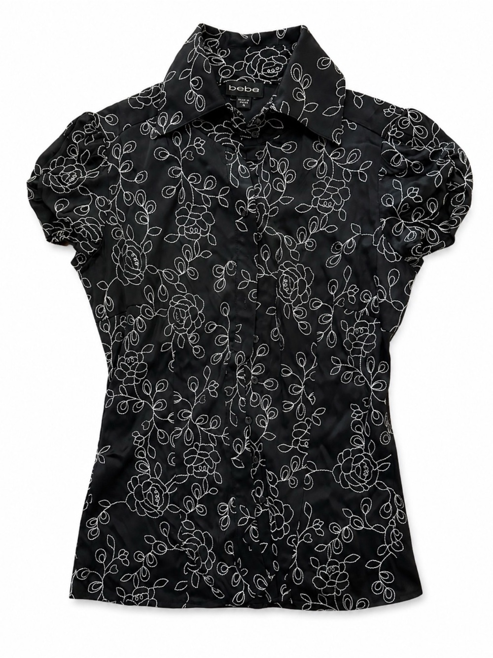 bebe Black Satin blouse